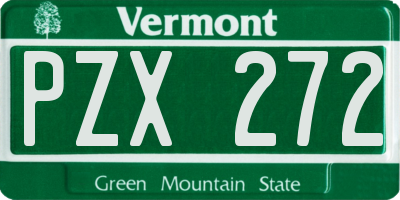 VT license plate PZX272