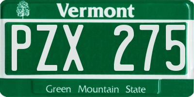 VT license plate PZX275