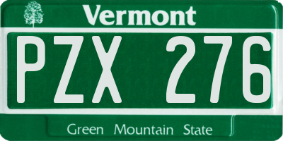 VT license plate PZX276