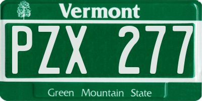 VT license plate PZX277