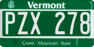 VT license plate PZX278