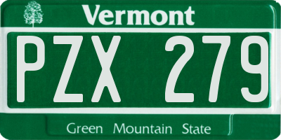 VT license plate PZX279