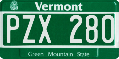 VT license plate PZX280