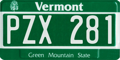 VT license plate PZX281