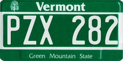 VT license plate PZX282