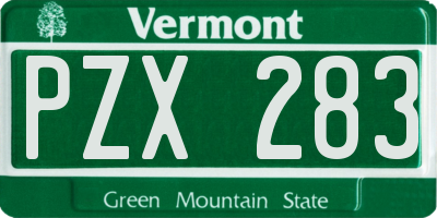 VT license plate PZX283