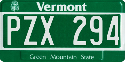 VT license plate PZX294