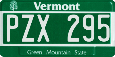 VT license plate PZX295