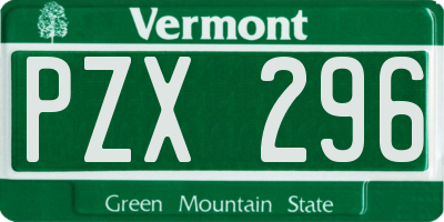 VT license plate PZX296