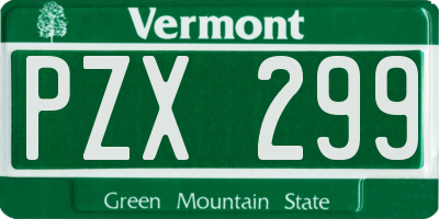 VT license plate PZX299