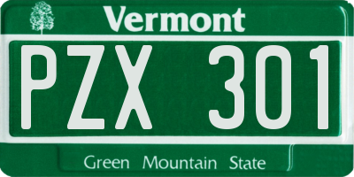 VT license plate PZX301