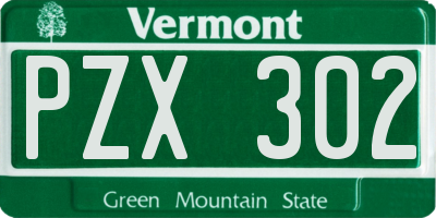 VT license plate PZX302