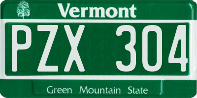 VT license plate PZX304