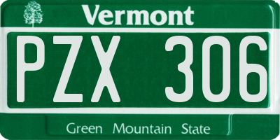VT license plate PZX306