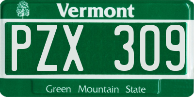 VT license plate PZX309