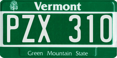 VT license plate PZX310