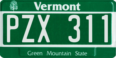VT license plate PZX311