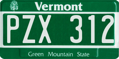 VT license plate PZX312
