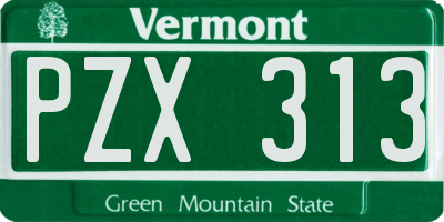 VT license plate PZX313