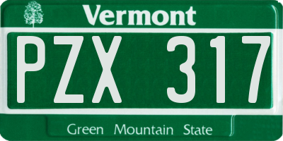 VT license plate PZX317