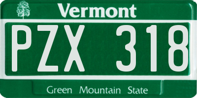 VT license plate PZX318
