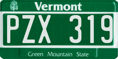 VT license plate PZX319