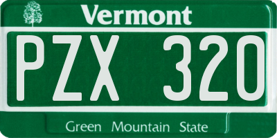 VT license plate PZX320