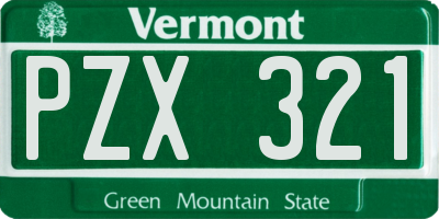 VT license plate PZX321