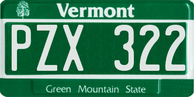 VT license plate PZX322