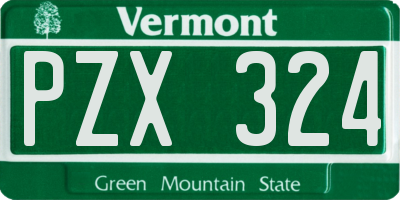 VT license plate PZX324