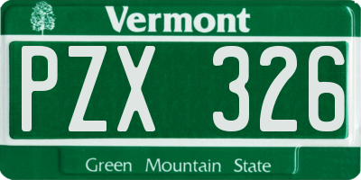 VT license plate PZX326
