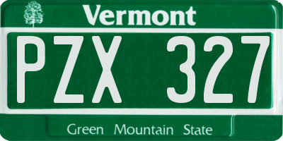 VT license plate PZX327