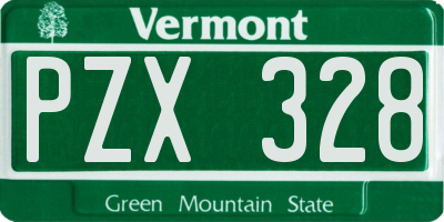 VT license plate PZX328
