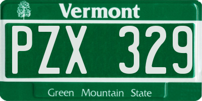VT license plate PZX329