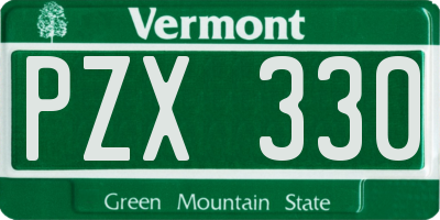 VT license plate PZX330