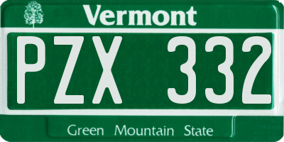VT license plate PZX332
