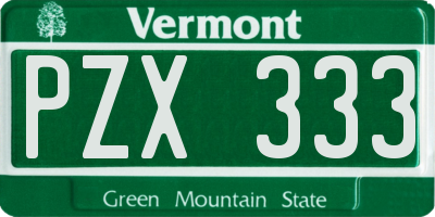 VT license plate PZX333