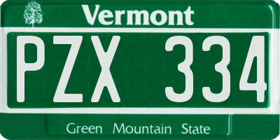 VT license plate PZX334