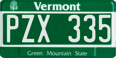 VT license plate PZX335