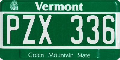 VT license plate PZX336