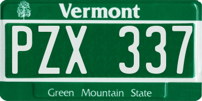 VT license plate PZX337