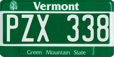 VT license plate PZX338
