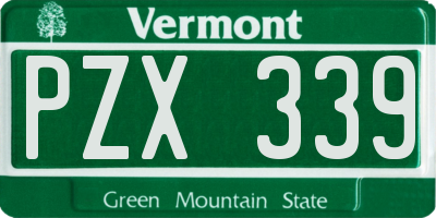 VT license plate PZX339