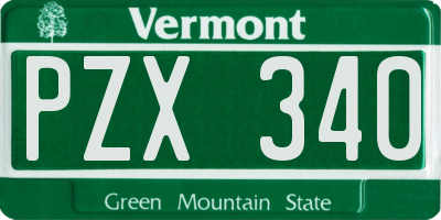 VT license plate PZX340