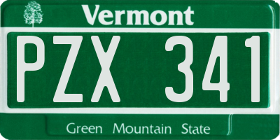 VT license plate PZX341