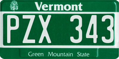 VT license plate PZX343