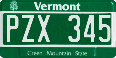 VT license plate PZX345
