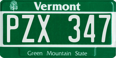 VT license plate PZX347