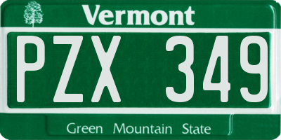 VT license plate PZX349