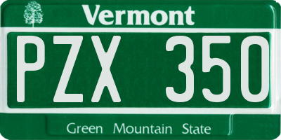 VT license plate PZX350